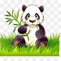 坐在草丛中的大熊猫手绘矢量图-空若网 坐在草丛中的大熊猫手绘矢量图-空若网