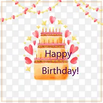 水彩绘生日蛋糕贺卡矢量图-空若网 水彩绘生日蛋糕贺卡矢量图-空若网