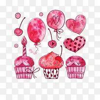 手绘粉红水彩生日配件-空若网 手绘粉红水彩生日配件-空若网
