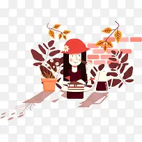 手绘小清新时尚女子插画图案-空若网 手绘小清新时尚女子插画图案-空若网