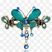 复古孔雀蓝蝴蝶发夹-空若网 复古孔雀蓝蝴蝶发夹-空若网