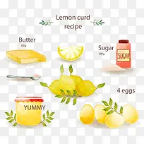 水彩绘柠檬酱食谱矢量素材-空若网 水彩绘柠檬酱食谱矢量素材-空若网