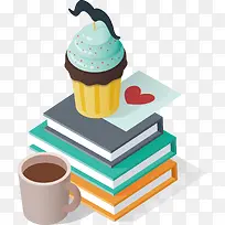 杯子蛋糕和书本-空若网 杯子蛋糕和书本-空若网
