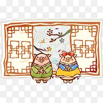 矢量两头猪-空若网 矢量两头猪-空若网