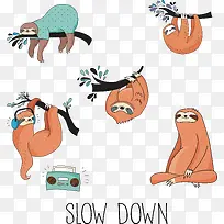 时尚卡通树懒动物矢量素材-空若网 时尚卡通树懒动物矢量素材-空若网