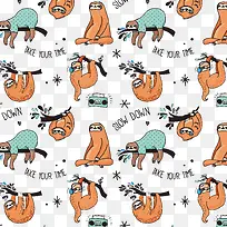 时尚卡通树懒动物矢量素材-空若网 时尚卡通树懒动物矢量素材-空若网