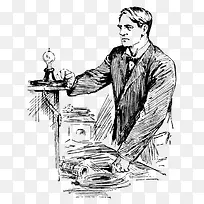 黑色素描爱迪生画像卡通手绘-空若网 黑色素描爱迪生画像卡通手绘-空若网