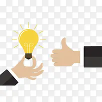 黄色创意点击手拿灯泡卡通手绘-空若网 黄色创意点击手拿灯泡卡通手绘-空若网