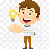 男子手托发亮电灯泡-空若网 男子手托发亮电灯泡-空若网