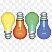 红蓝绿黄立体电器灯泡卡通手绘-空若网 红蓝绿黄立体电器灯泡卡通手绘-空若网