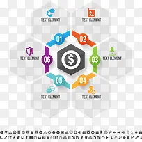 矢量彩色数字六边形-空若网 矢量彩色数字六边形-空若网