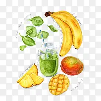 水彩瓜果组合-空若网 水彩瓜果组合-空若网