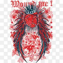 翅膀爱心印花图案-空若网 翅膀爱心印花图案-空若网