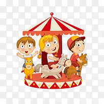 手绘卡通旋转木马-空若网 手绘卡通旋转木马-空若网