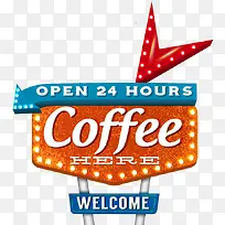 咖啡馆霓虹灯广告牌矢量素材-空若网 咖啡馆霓虹灯广告牌矢量素材-空若网