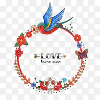 手绘圆形边框花卉-空若网 手绘圆形边框花卉-空若网