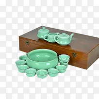 产品实物青瓷茶具套装木盒子-空若网 产品实物青瓷茶具套装木盒子-空若网