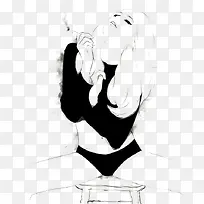 颓废风女孩时尚插画-空若网 颓废风女孩时尚插画-空若网