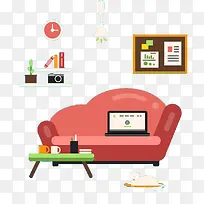 扁平化风格室内工作空间图案-空若网 扁平化风格室内工作空间图案-空若网