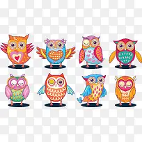 标签装饰插画猫头鹰插画彩绘-空若网 标签装饰插画猫头鹰插画彩绘-空若网