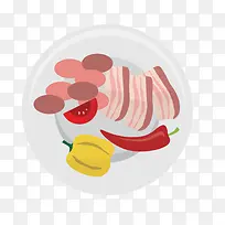 矢量蔬菜培根盘子-空若网 矢量蔬菜培根盘子-空若网