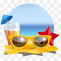 扁平化海洋沙滩眼镜饮料矢量-空若网 扁平化海洋沙滩眼镜饮料矢量-空若网