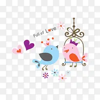 彩色卡通的爱情鸟-空若网 彩色卡通的爱情鸟-空若网