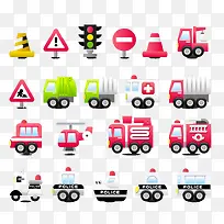 童趣车辆图标矢量素材-空若网 童趣车辆图标矢量素材-空若网