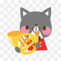 卡通狐狸吹号-空若网 卡通狐狸吹号-空若网