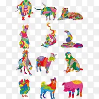 矢量花纹动物-空若网 矢量花纹动物-空若网