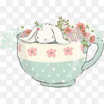 卡通海报小兔子植物杯子-空若网 卡通海报小兔子植物杯子-空若网