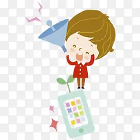 卡通拿着信号接收器的男孩免抠图-空若网 卡通拿着信号接收器的男孩免抠图-空若网