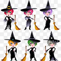 矢量手绘卡通女巫-空若网 矢量手绘卡通女巫-空若网