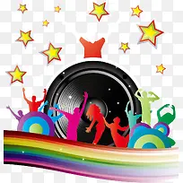 音响主题人物剪影矢量素材-空若网 音响主题人物剪影矢量素材-空若网