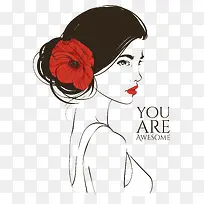 美丽女人插画素材-空若网 美丽女人插画素材-空若网