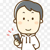 手绘卡通男子拿着苹果手机-空若网 手绘卡通男子拿着苹果手机-空若网