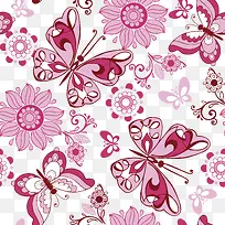彩色矢量蝴蝶花卉背景-空若网 彩色矢量蝴蝶花卉背景-空若网