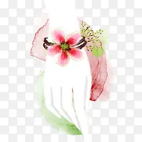 手绘水彩装饰花纹女性手图案-空若网 手绘水彩装饰花纹女性手图案-空若网