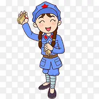 手绘卡通穿军装的女孩-空若网 手绘卡通穿军装的女孩-空若网