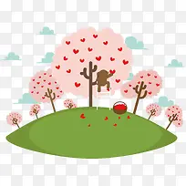 情人节采摘爱心的小熊-空若网 情人节采摘爱心的小熊-空若网