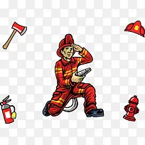 矢量图消防战士-空若网 矢量图消防战士-空若网