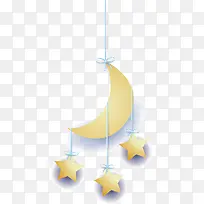 吊着的月亮和五角星矢量图-空若网 吊着的月亮和五角星矢量图-空若网