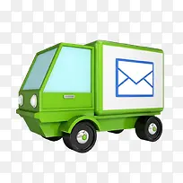 卡通手绘信件的绿色卡车免扣图-空若网 卡通手绘信件的绿色卡车免扣图-空若网
