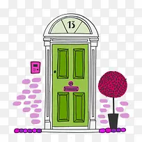 彩绘门插画矢量素材下载-空若网 彩绘门插画矢量素材下载-空若网