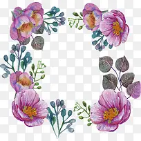 紫色水彩花朵边框-空若网 紫色水彩花朵边框-空若网
