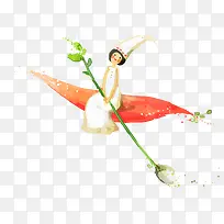 水彩矢量手绘花仙子素材-空若网 水彩矢量手绘花仙子素材-空若网