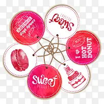 圆形水彩甜品吊牌矢量素材-空若网 圆形水彩甜品吊牌矢量素材-空若网