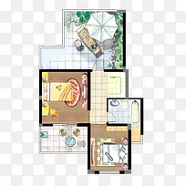 两室户型图环境设计-空若网 两室户型图环境设计-空若网