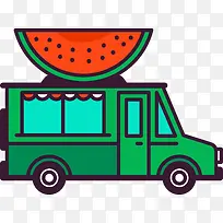 绿色西瓜食物车图-空若网 绿色西瓜食物车图-空若网