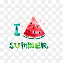 我爱夏天水彩西瓜矢量图-空若网 我爱夏天水彩西瓜矢量图-空若网